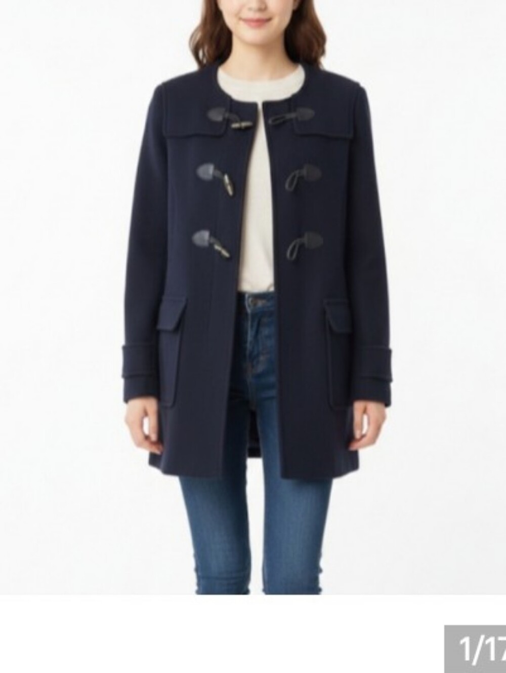 Sandro Navy Toggle Wool-Blend Pea Coat